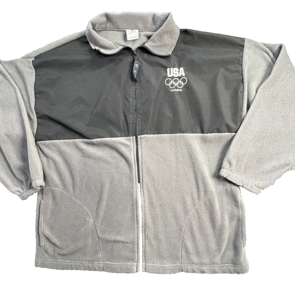 USA London Olympics Mens 1/4 Zip Jacket Extra Large Black Grey Pullover USA XL